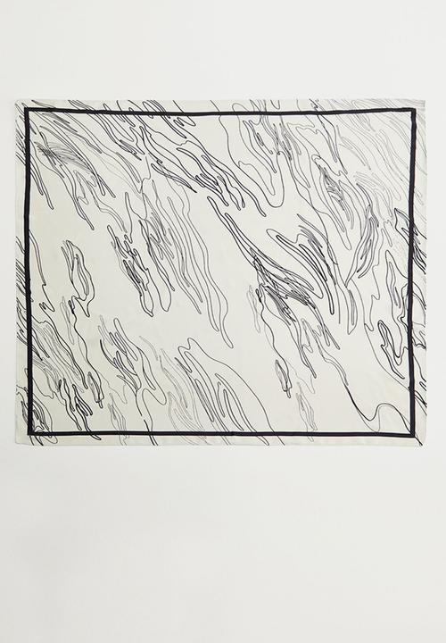 MANGO - Neck scarf pencil  - white & black 