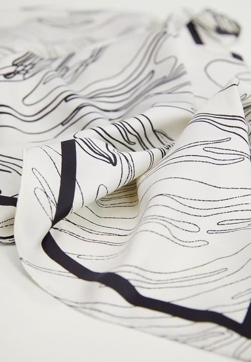 MANGO - Neck scarf pencil  - white & black 