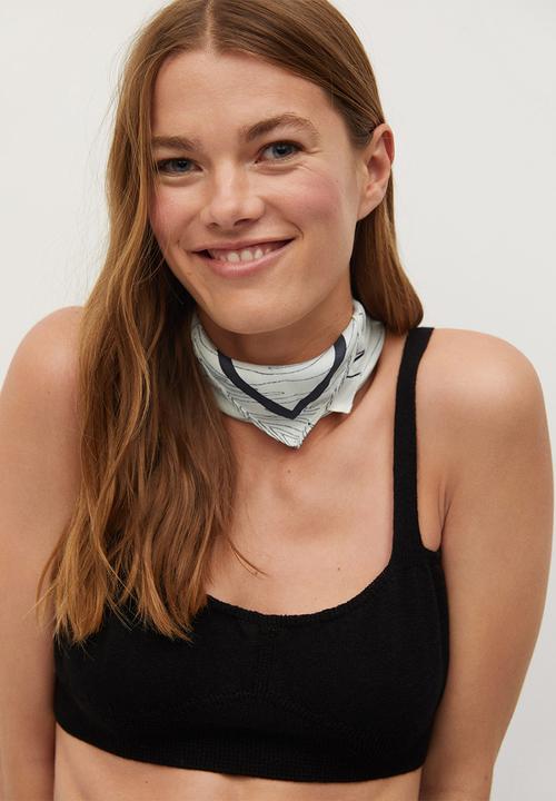 MANGO - Neck scarf pencil  - white & black 
