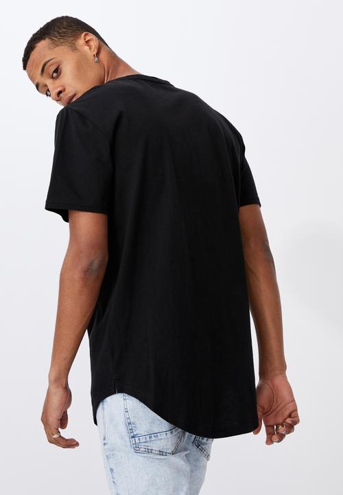 Cotton On - Longline scoop hem tee - washed black