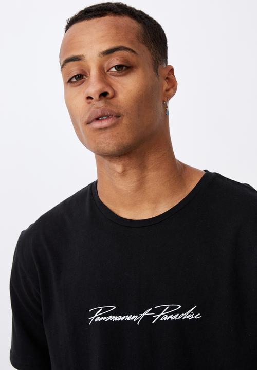 Cotton On - Longline scoop hem tee - washed black