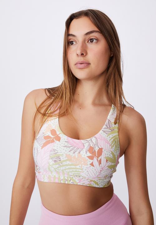 Cotton On - Strappy sports crop - tropicool multi