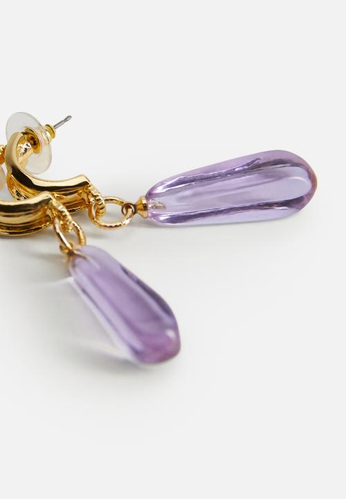MANGO - Earrings lori - purple & gold 