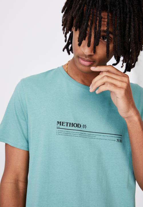 Factorie - Method curved graphic T-shirt - washed teal