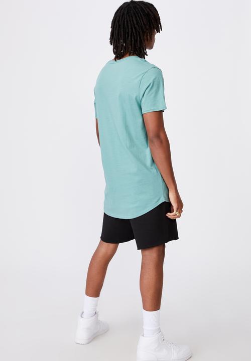 Factorie - Method curved graphic T-shirt - washed teal