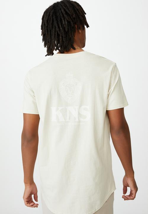 Factorie - Kns curved graphic T-shirt - ivory