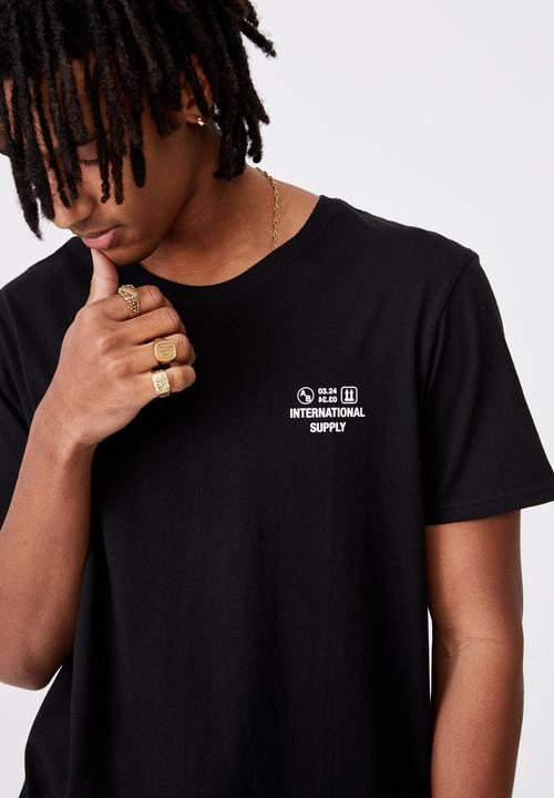 Factorie - Supply curved graphic T-shirt - black
