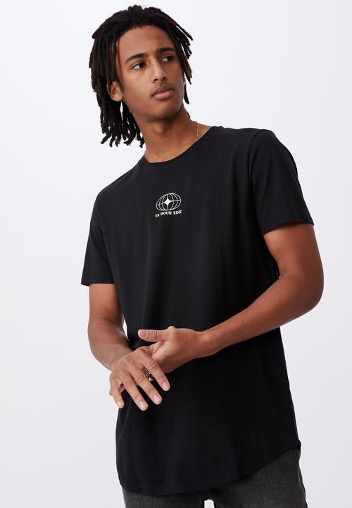 Factorie - 24 hour edit curved graphic T-shirt - black