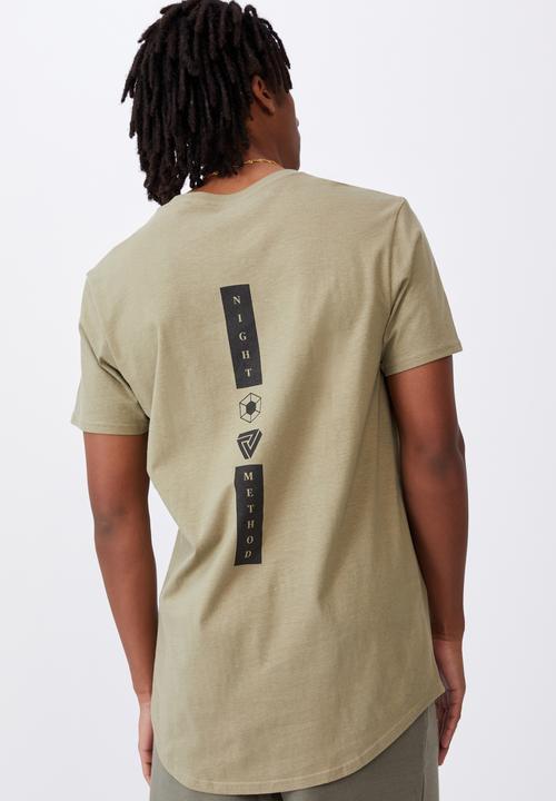 Factorie - Night method curved graphic T-shirt - old moss