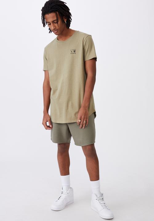 Factorie - Night method curved graphic T-shirt - old moss