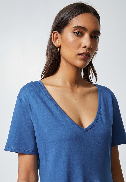 Superbalist - V-neck tiered dress - blue 