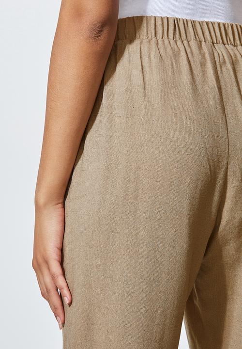 Superbalist - Linen blend trouser with tie belt - stone