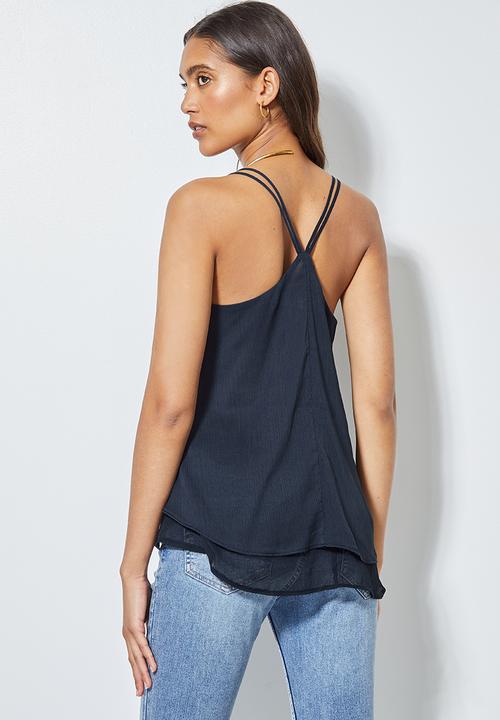 Superbalist - Double layer chiffon strappy cami - navy