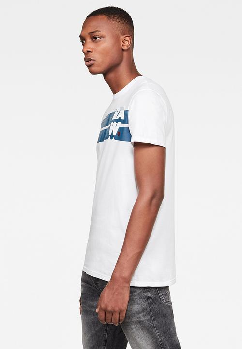 G-STAR - Raw. stripe graphic r  short sleeve tee - white