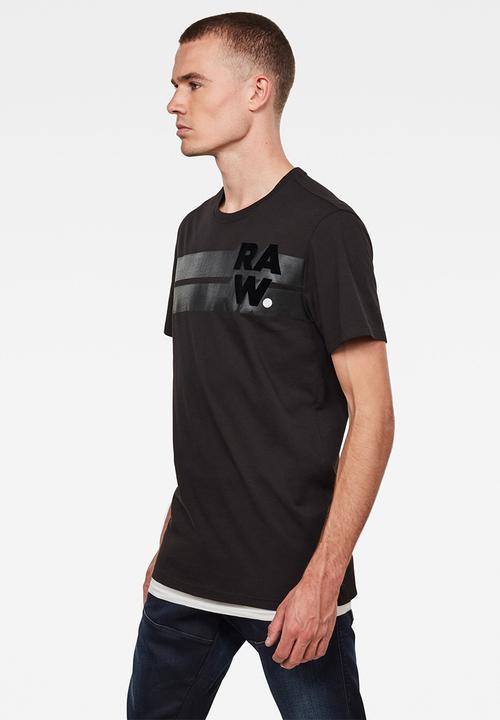 G-STAR - Raw. stripe graphic r tee - dark black