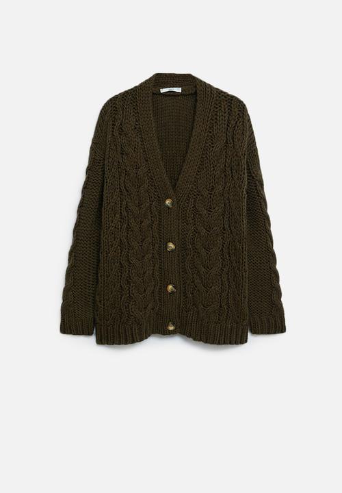 MANGO - Cardigan yaya - khaki/olive
