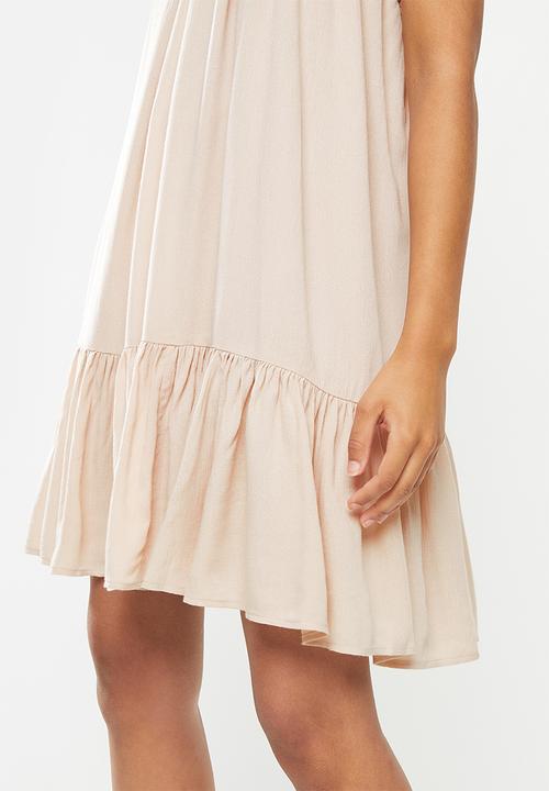 VELVET - Rope tie tiered mini dress - neutral
