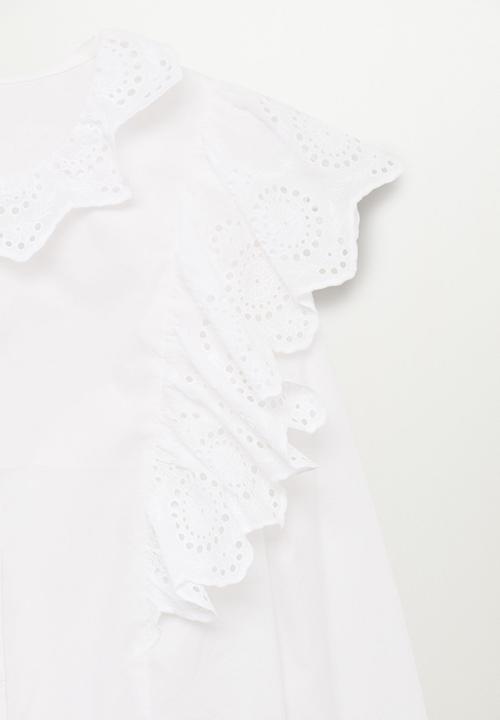 MANGO - Blouse ruffle - white