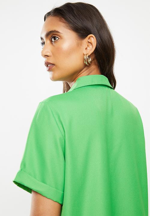 ONLY - Elvina short sleeve button through - green