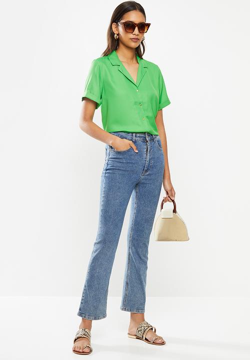 ONLY - Elvina short sleeve button through - green