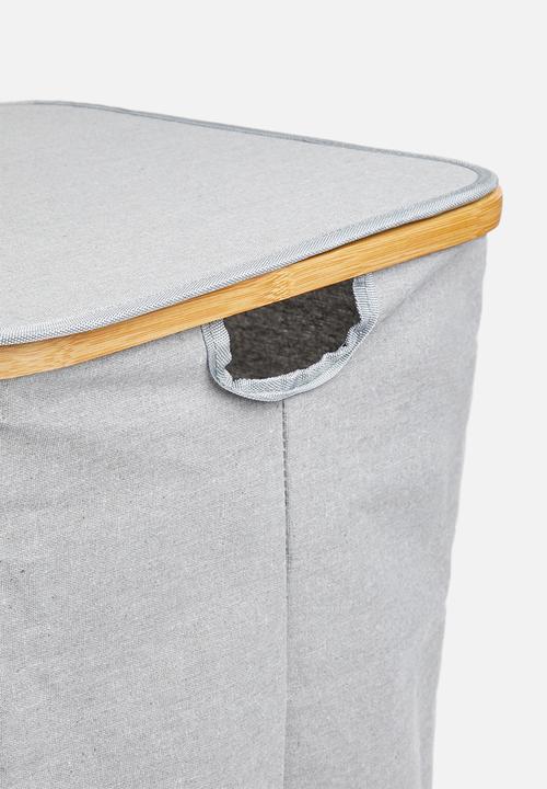 Bathroom Solutions - Laundry bag with bamboo ring - grey