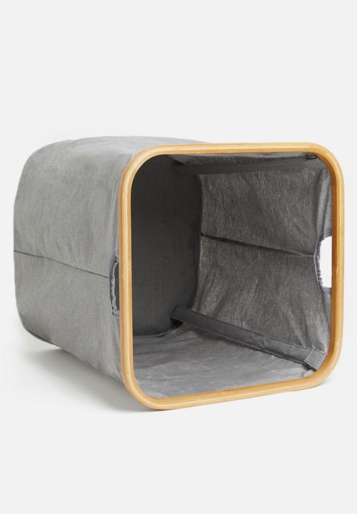 Bathroom Solutions - Laundry bag with bamboo ring - grey