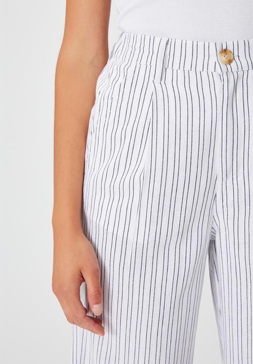 Cotton On - Cindy wide leg pant - lottie white stripes  & medieval blue