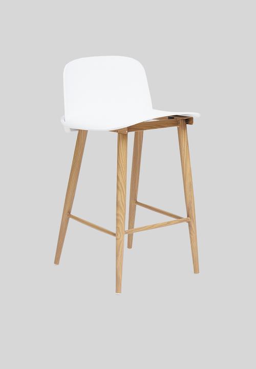 Sixth Floor - Embossed felix kitchen stool - white & natural