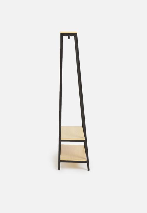 Sixth Floor - Cuba clothing rail in oak veneer - black & neutral 