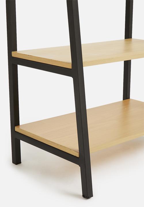 Sixth Floor - Cuba clothing rail in oak veneer - black & neutral 
