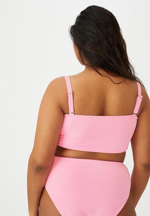 Cotton On - Curve bandeau bikini top - strawberry rib