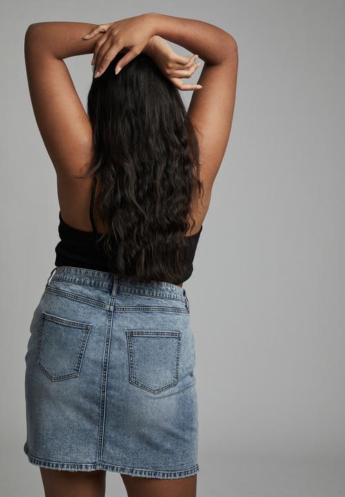 Cotton On - Curve denim mini skirt - cabarita blue