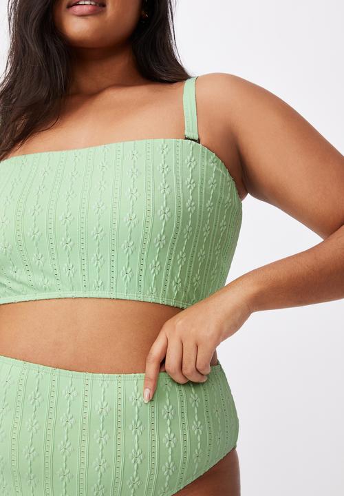 Cotton On - Curve high waisted full bikini bottom - mint broiderie