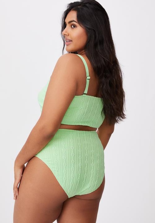 Cotton On - Curve high waisted full bikini bottom - mint broiderie