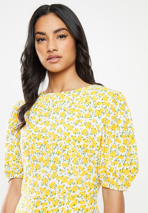 Glamorous - Petite Puff sleeve mini dress - yellow 