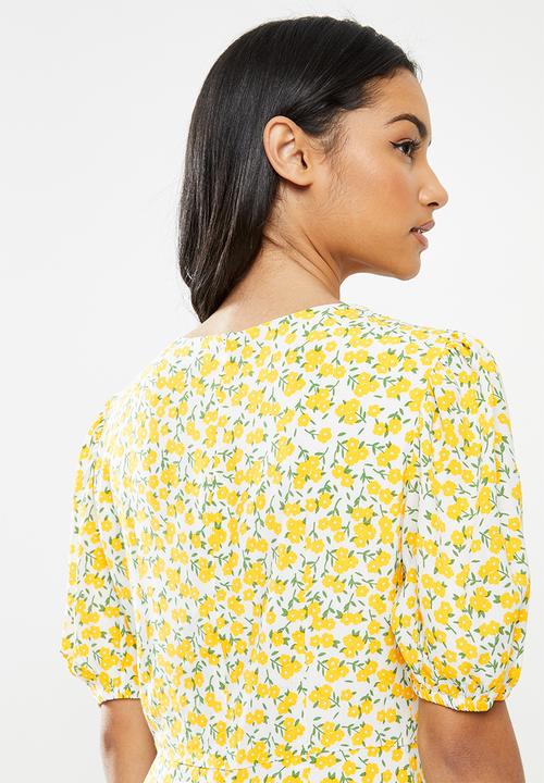 Glamorous - Petite Puff sleeve mini dress - yellow 