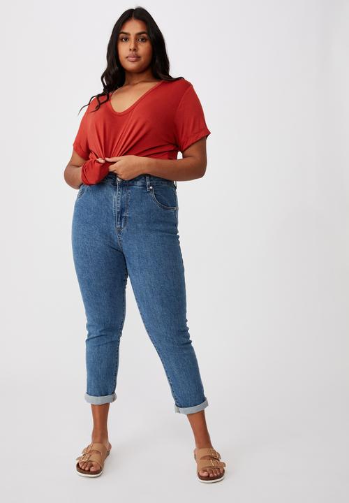 Cotton On - Curve karly short sleeve tee - red clay