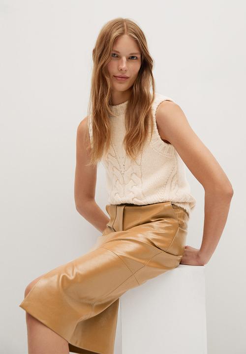 MANGO - Skirt boli - light beige