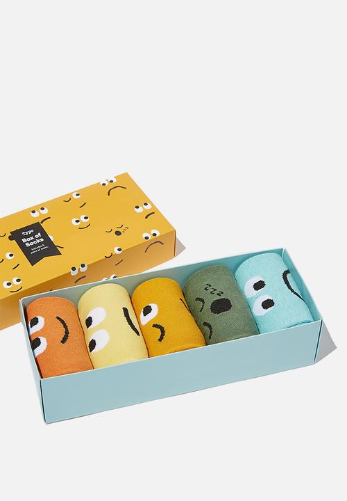 Cotton On - Faces box socks - multi