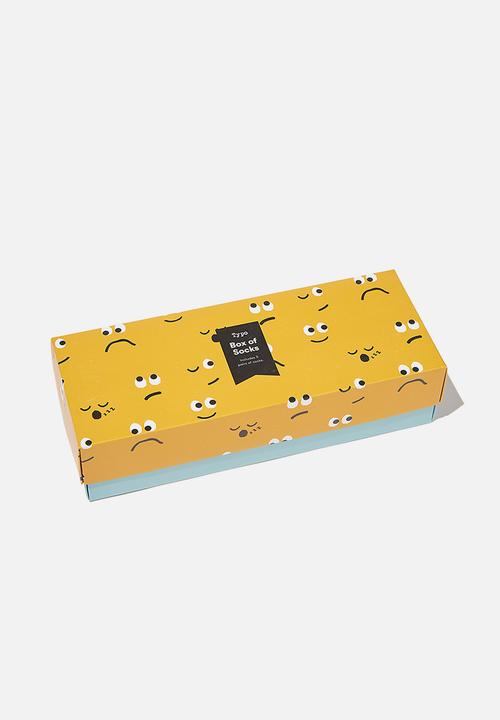 Cotton On - Faces box socks - multi