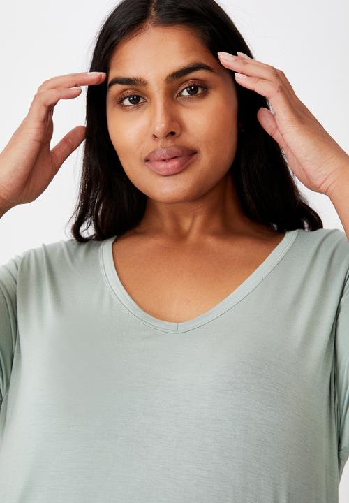 Cotton On - Curve karly short sleeve tee - washed green