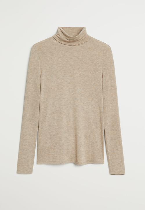 MANGO - T-shirt second - pastel brown