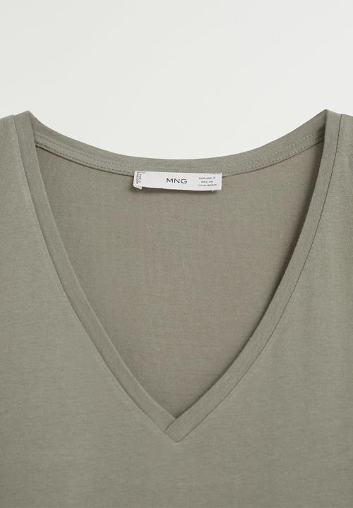 MANGO - T-shirt chalapi - medium green