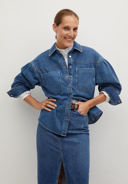 MANGO - Oversized shirt denim70 - open blue