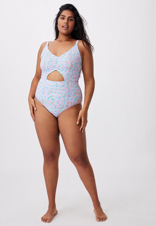 Cotton On - Curve ruched front one piece - meadow fields