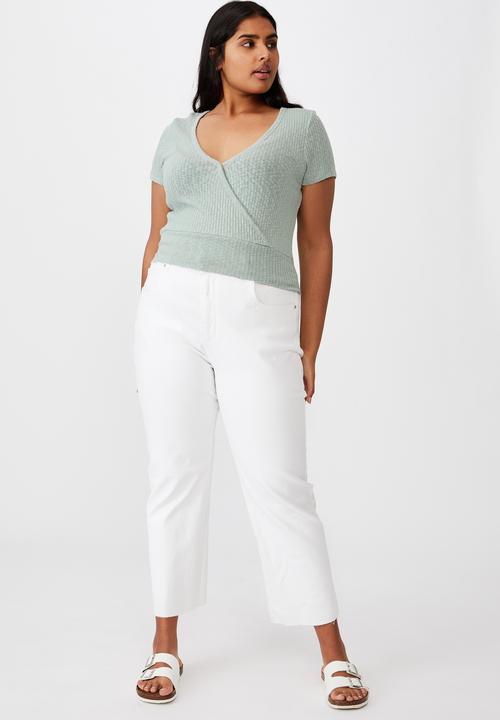 Cotton On - Curve tonya v cross over short sleeve top - lush green