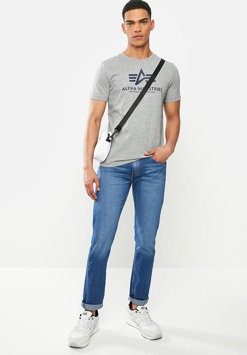 Alpha Industries - Alpha logo print tee - grey melange