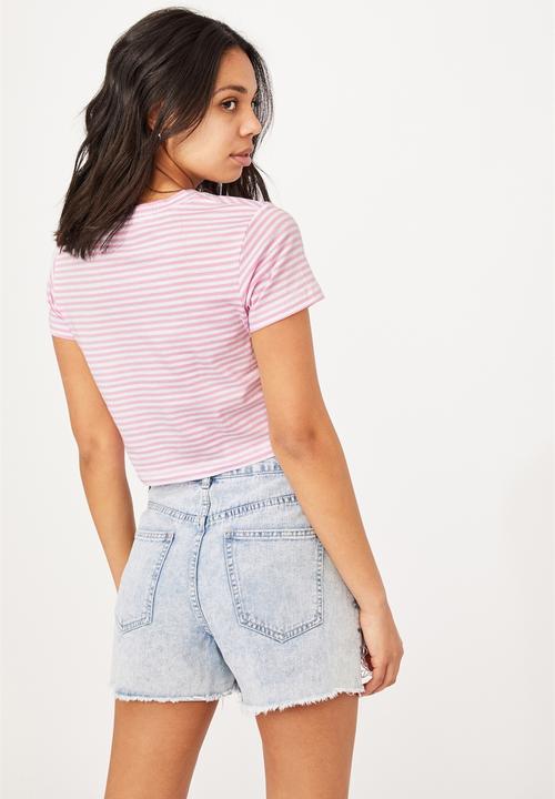 Cotton On - The baby tee - sophie stripe spring lilac & white