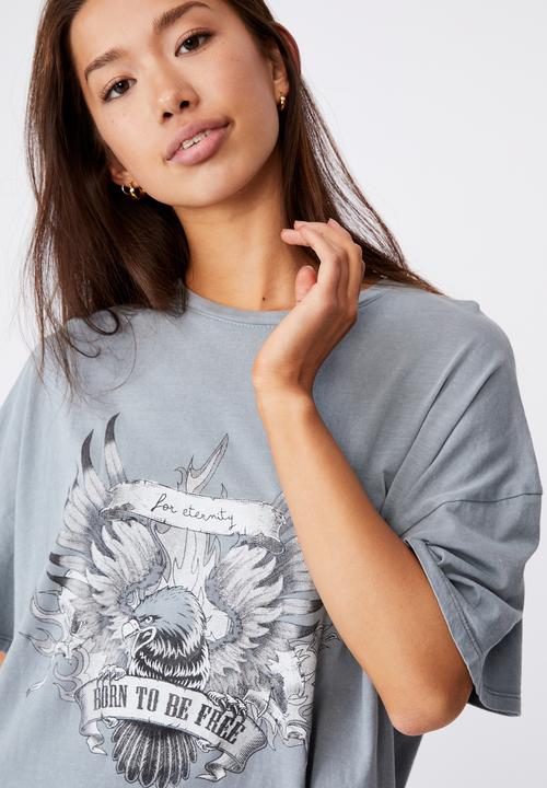 Factorie - Super relaxed graphic tee - washed grey