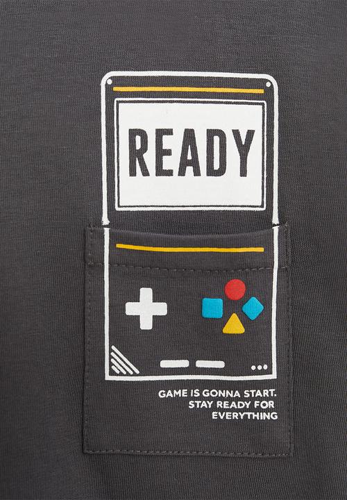 MANGO - Pocket print short sleeve tee - grey